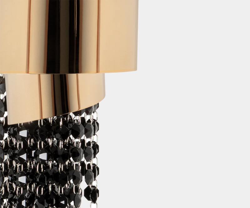 Geometric Luxury Pendant Lighting - Black Crystal and Gold