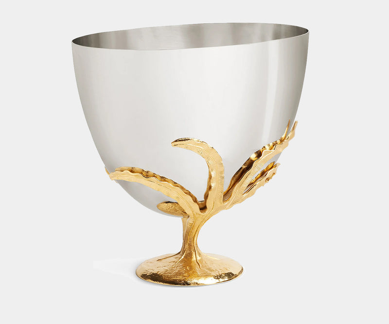 Elegant champagne bucket from the L'Objet Fern Collection, adorned with 24k gold plating for sophisticated style.