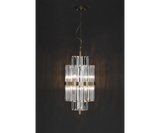 Luxury Entryway Lighting - Gold Veritas Pendant with Crystal Glass