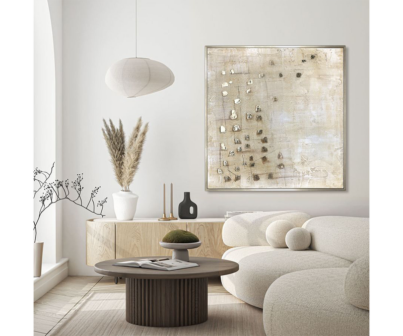 Luxury interior design showcasing the Latom 01 abstract art by Quintessa, perfect for enhancing modern home aesthetics.