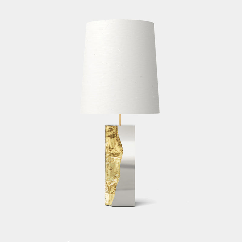 Lapiaz luxury table lamp: handcrafted gold brass and stainless steel statement piece for modern living rooms