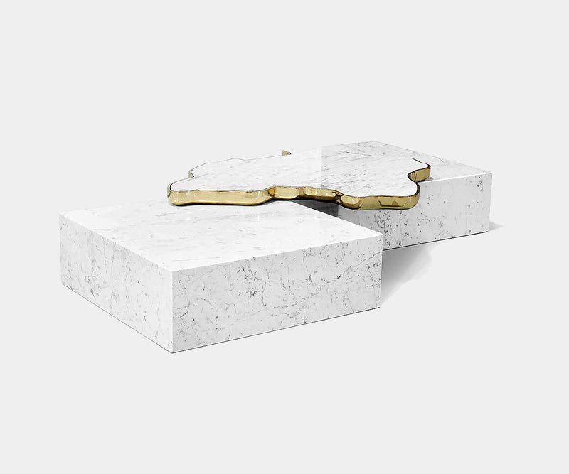 Modern luxury coffee table made of marble and brass by Boca do Lobo.