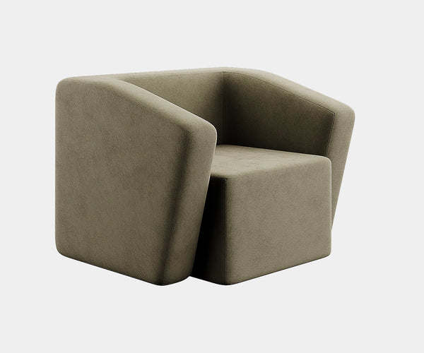 Luxury green suede Marnois Kobe Armchair featuring modern design and elegant silhouette.