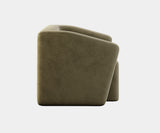 Elegant green suede armchair from Marnois, ideal for enhancing high-end interior design.