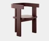 Geylang wood dining chair, a contemporary statement piece in bold Rouge Noire lacquer finish.