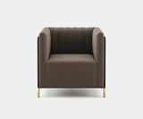 Mayfair Curved Armchair: Soft Taupe Velvet Upholstery