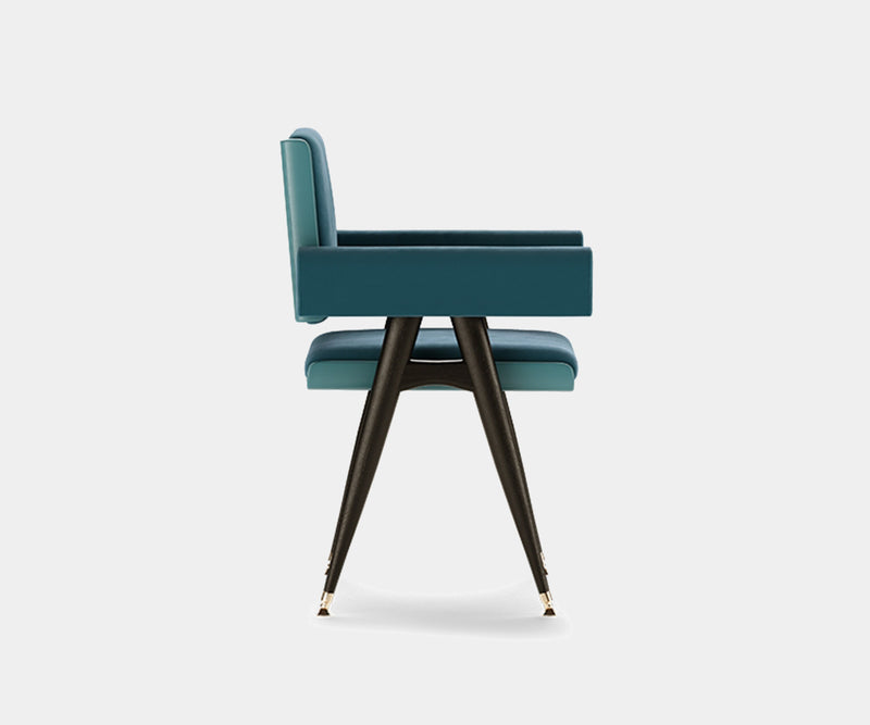 High-End Home Decor: Hepburn Dining Chair with customizable fabric options.