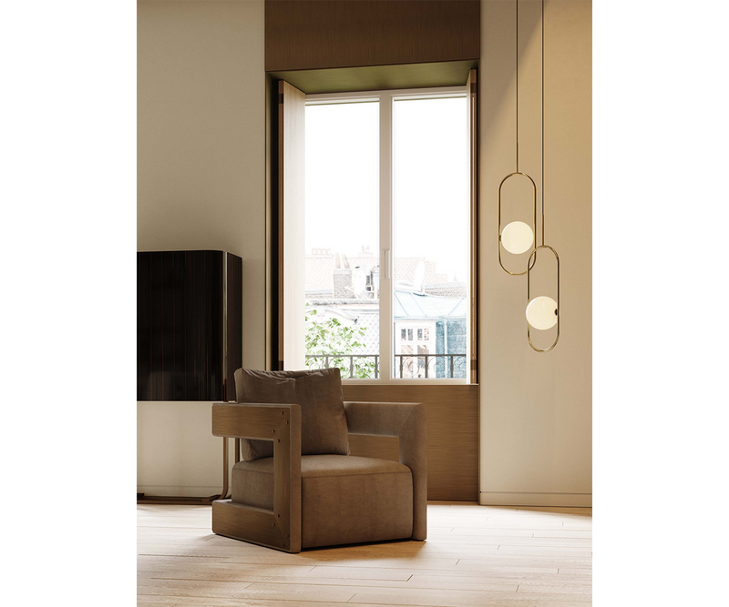 Luxury Armchair for Office or Bedroom with Japandi Inspiration: The Kaito Armchair adds a touch of modern luxury to your Japandi-inspired office or bedroom.