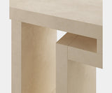 Contemporary furniture piece that serves as a statement console table, combining durability and elegant design.