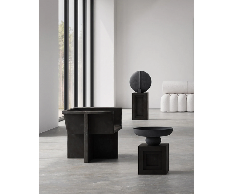 Unique Geometric Vase from 101 Copenhagen - Large Black Ceramic Sculpture for Contemporary Interiors