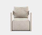 Modern Luxury Armchair for Japandi Living Room: The Kaito Armchair elevates your space with Japandi flair. Brushed bronze details and clean lines create a statement piece.