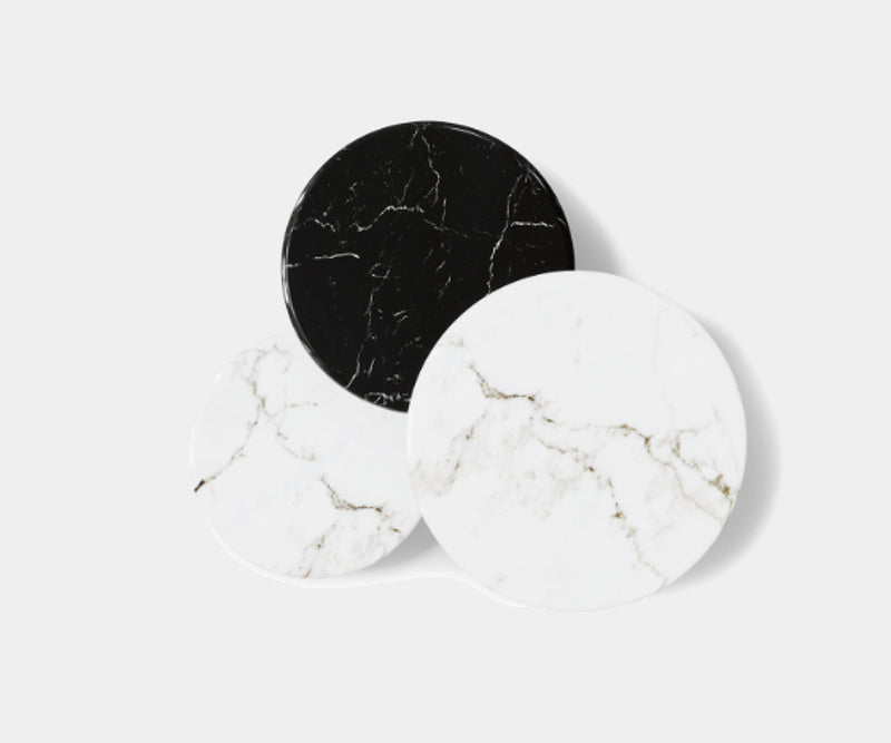 Muse Nest Table: Black Nero Marquina Marble Adds Drama & Sophistication.