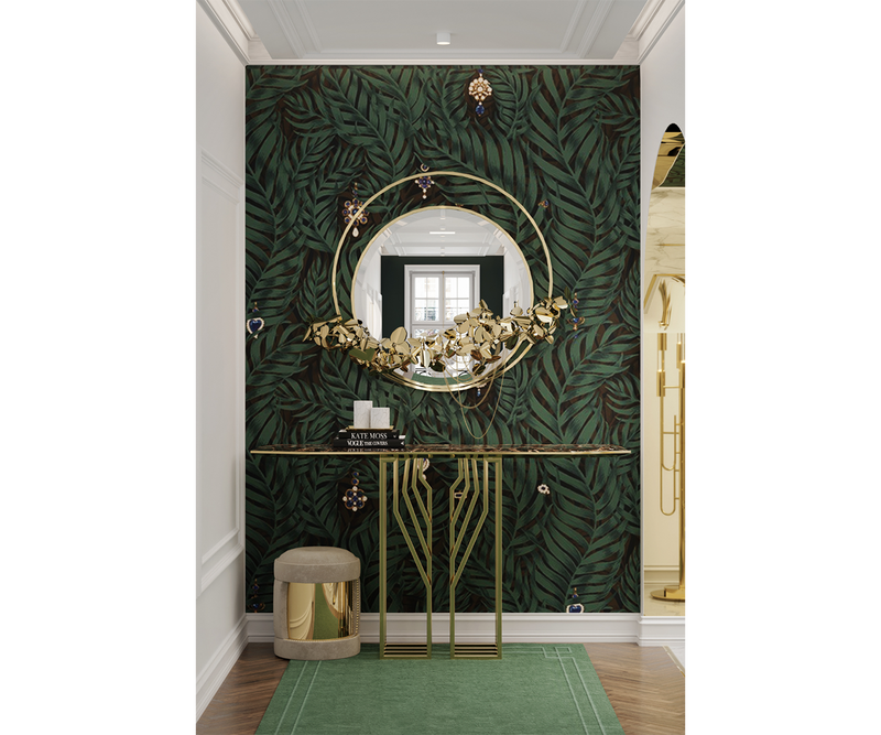 Luxury Console Table: A Focal Point for Any Space: The Scarp Console elevates any space with its striking design. Polished brass legs support a Nero Marquina marble top, creating a conversation-starting focal point.