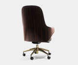 Comfortable executive chair with ergonomic support and sleek wood accents