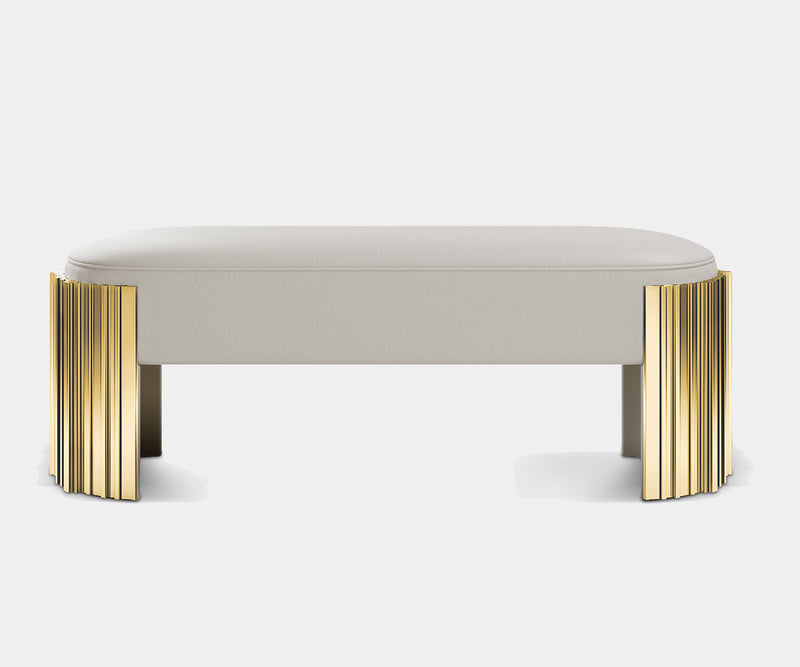 LUXXU Regal Ground Ottoman: Brass and Leather Luxury