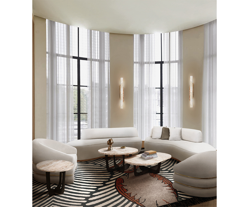 Spacious Living Room with Modern Round Coffee Table.