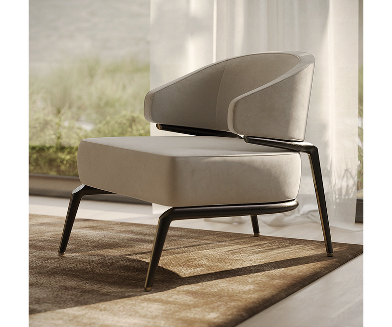 Refined Haines armchair with plush cushioning and sleek modern lines for luxury home decor.