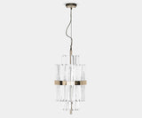 Veritas Pendant Light - Crystal Glass Cascading from Gold Frame (Modern Design)