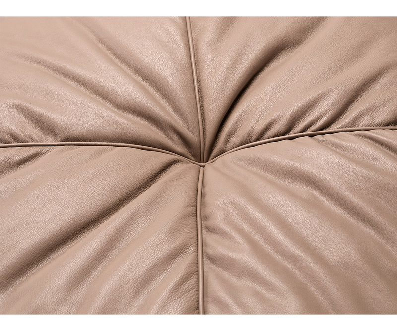 Ghidini 1961 Flo Ottoman with plush leather cushions and refined metal craftsmanship for sophisticated interiors.