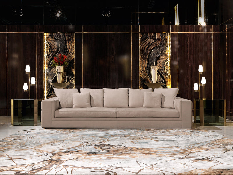 Modern Designer Sectional Sofa: Visionnaire's Babylon Sofa. A statement piece inspired by Piet Mondrian, featuring a modular design and striking geometric metal details.