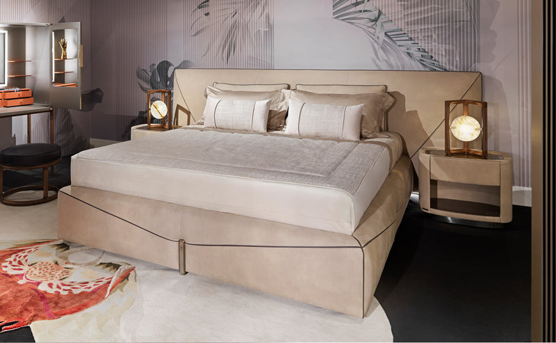 Visionnaire Bastian Upholstered Bed with Customizable Leather or Fabric: Visionnaire's Bastian Bed Frame allows for personalization. Choose from a curated selection of luxurious leathers or fabrics to create a bed that reflects your unique style.