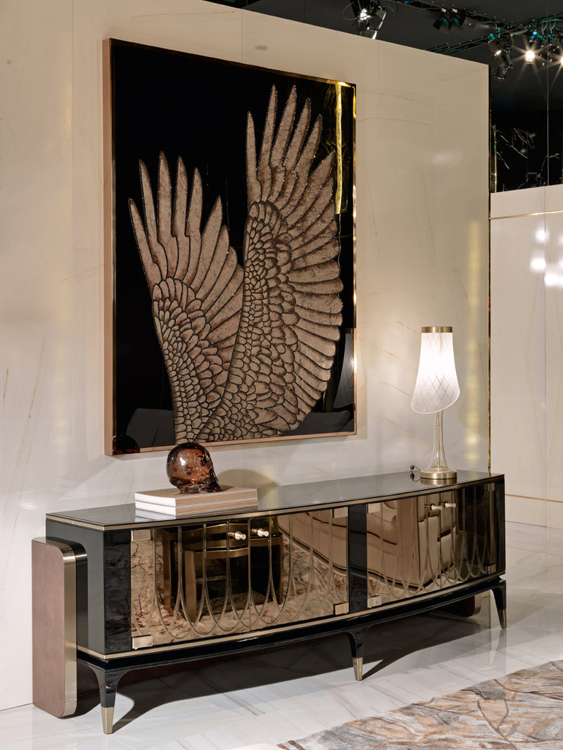 High-End Home Decor: Elevate your space with the Palawan Cabinet by Visionnaire. This modern cabinet features a luxurious mix of materials and finishes.