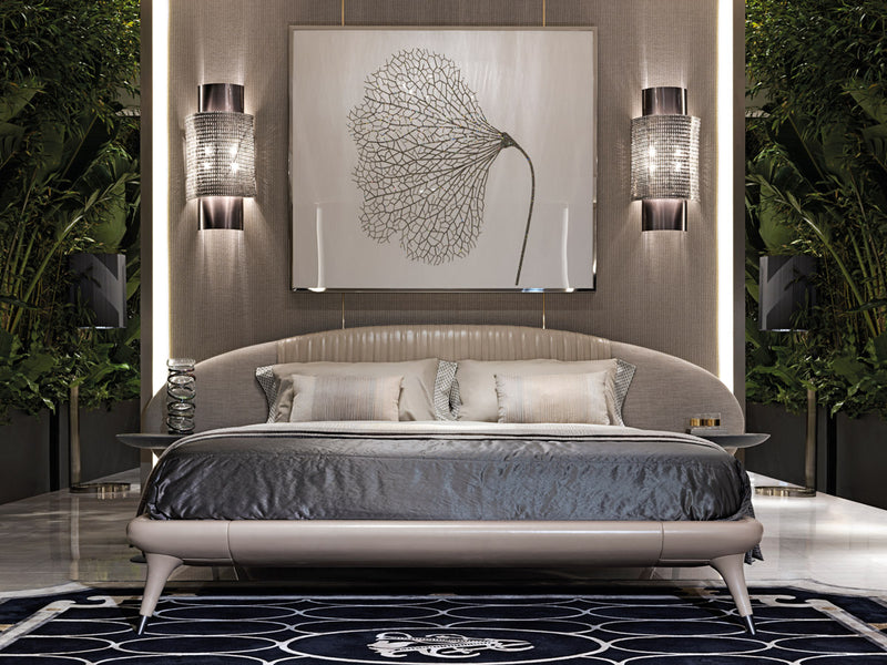 Visionnaire Princess Luxury Modern Bed Frame Leather Upholstery Touched Interiors