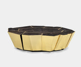 Vitreous Shard Coffee Table: Modern design with a marble top and a gleaming brass base for a touch of luxury.