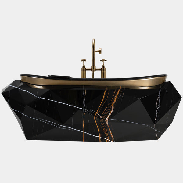 Luxury diamond-shaped faux marble bathtub by Maison Valentina, featuring a high-end freestanding design.