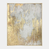 Contemporary metal leaf wall art, Oceri 01, featuring grey and gold tones for luxury interior design