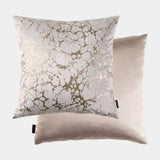 Rose Gold Luxury Cushion with Marble Foil Print and Faux Silk Back - Elegant Home Decor.